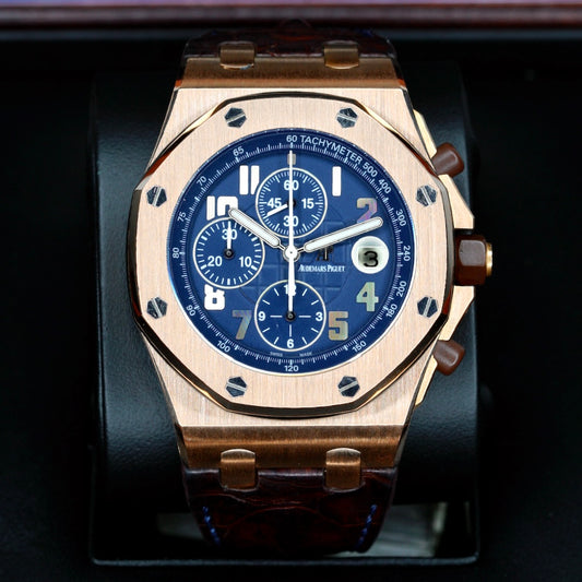 Audemars Piguet Royal Oak Offshore 26365OR.OO.D801CR.01 “PRIDE OF ARGENTINA” Deep Blue Dial Rose Gold Leather Strap 42mm
