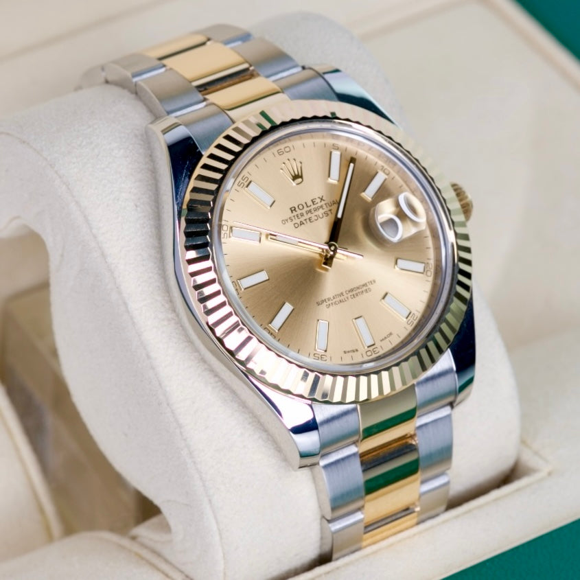 Rolex Datejust II 116333 “CHAMPAGNE” Two-Tone Yellow Gold & Steel Champagne Dial 41mm