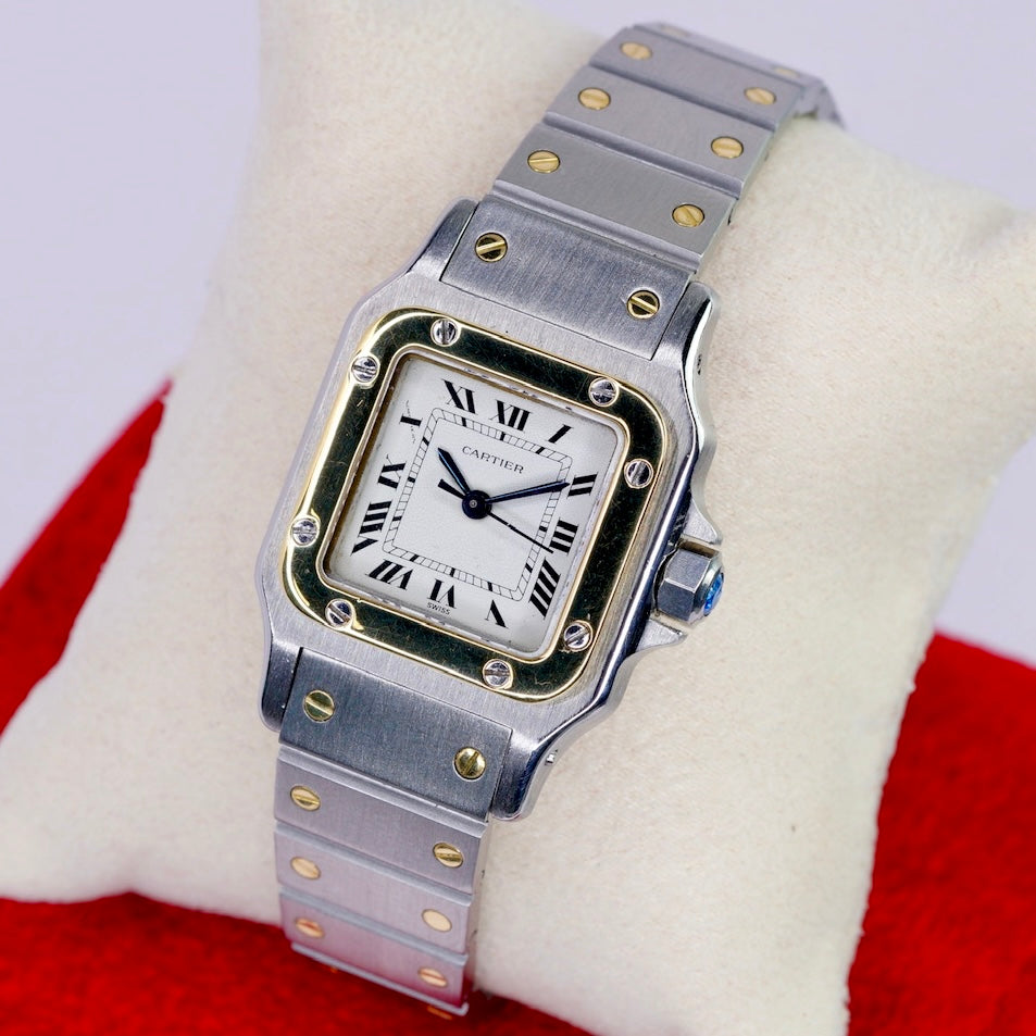 Cartier Santos 1170902 Two-Tone Yellow Gold & Steel White Dial Automatic 24mm
