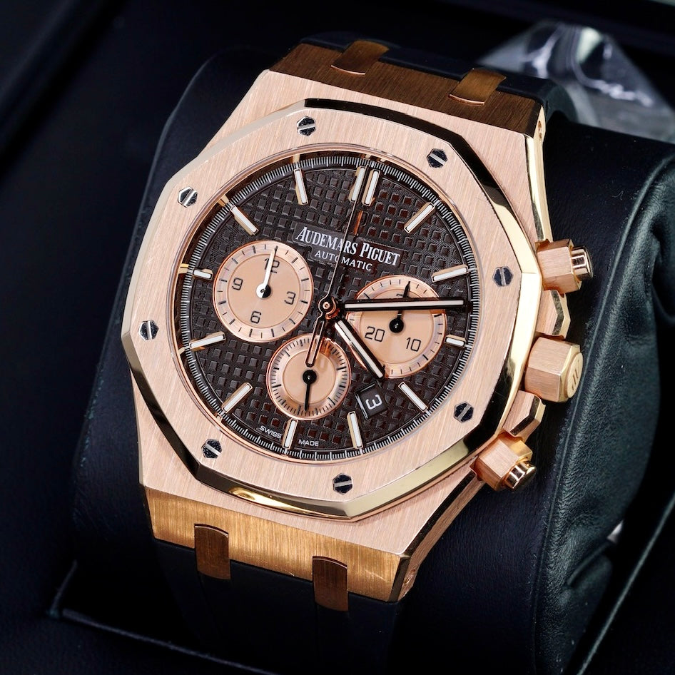 Audemars Piguet Royal Oak 26331OR.OO.D821CR.01 “CHOCOLATE” Brown Dial Rose Gold Chronograph 41mm