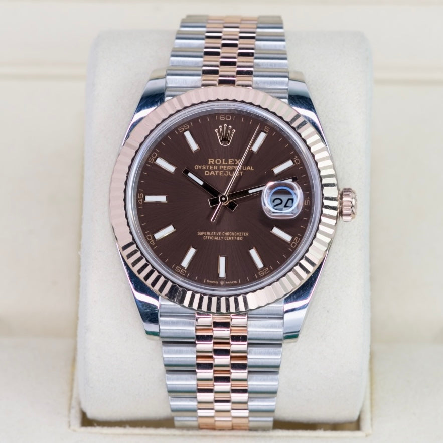 Rolex Datejust 126331 “CHOCOLATE” Brown Stick Dial Rose Gold & Steel Jubilee 41mm