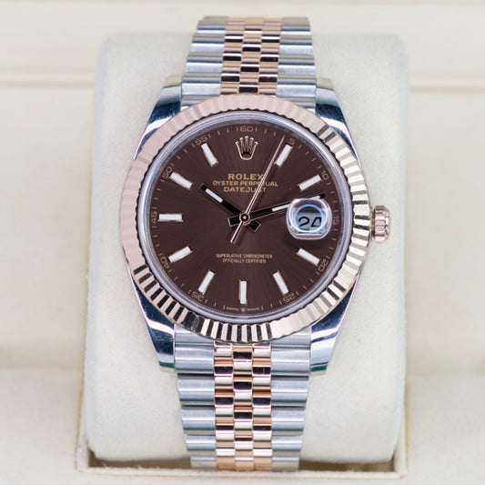 Rolex Datejust 126331 “CHOCOLATE” Brown Stick Dial Rose Gold & Steel Jubilee 41mm