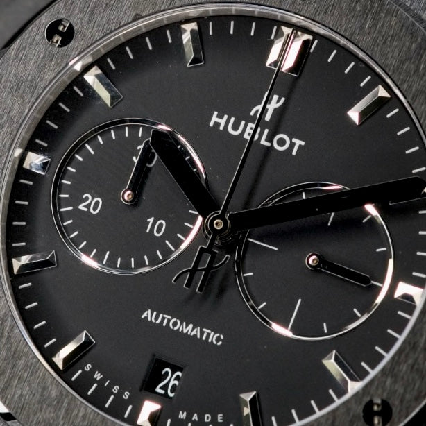 Hublot Classic Fusion 521.CM.1171.RX Black Ceramic Chronograph Black Rubber Strap 45mm