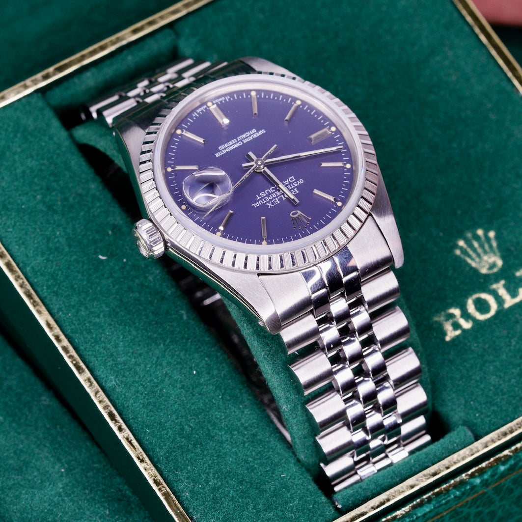 Rolex Datejust 16014 Blue Stick Dial Stainless Steel Jubilee 36mm