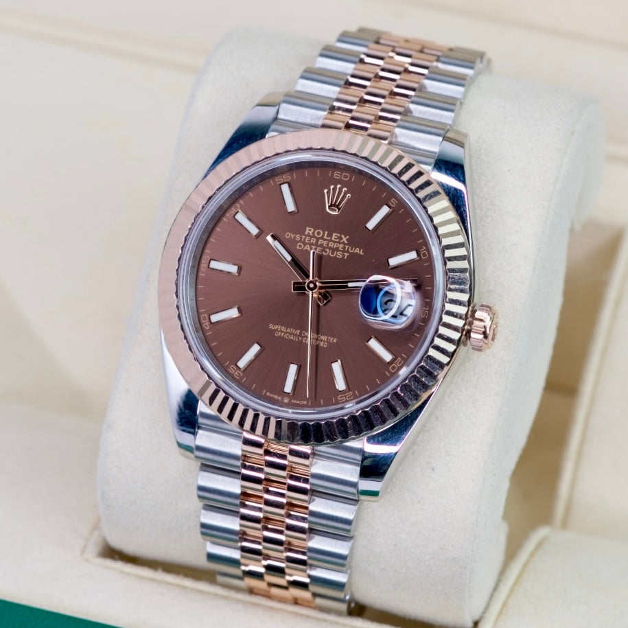 Rolex Datejust 126331 “CHOCOLATE” Brown Stick Dial Rose Gold & Steel Jubilee 41mm