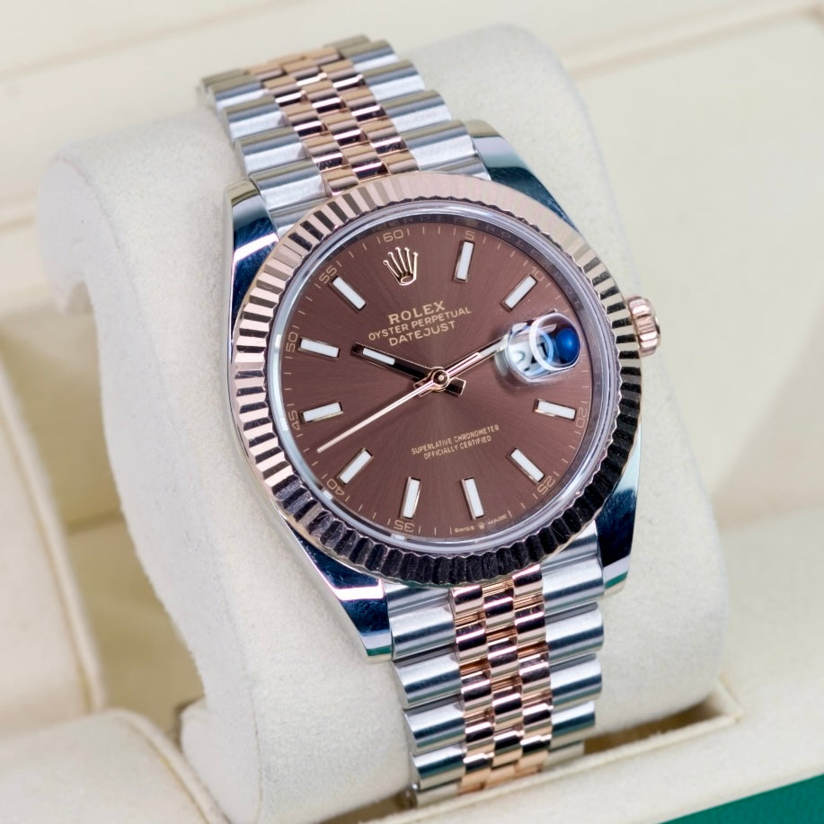 Rolex Datejust 126331 “CHOCOLATE” Brown Stick Dial Rose Gold & Steel Jubilee 41mm