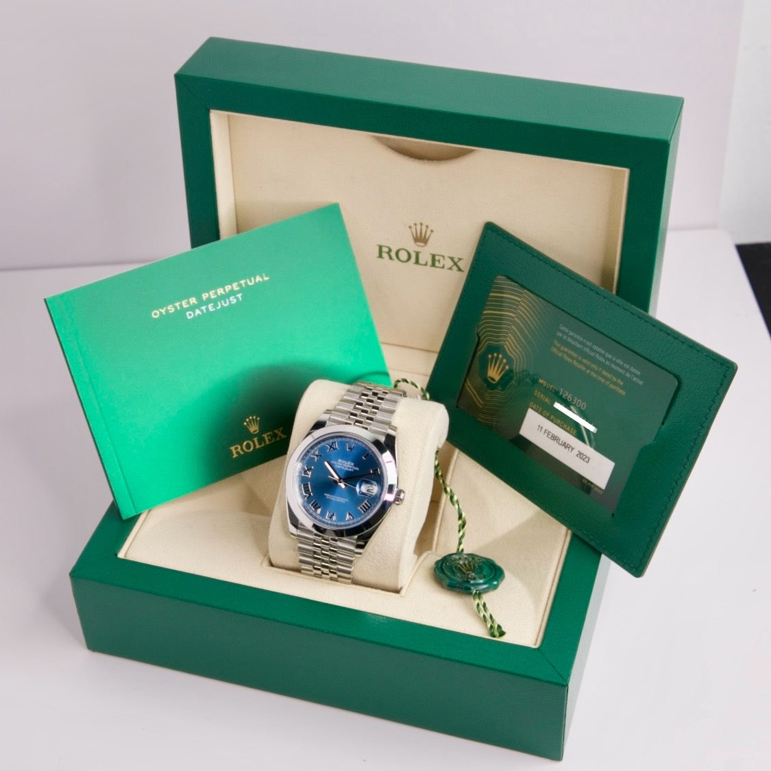 Rolex Datejust 126300 “AZZURRO” Blue Roman Dial Smooth Besel Stainless Steel 41mm