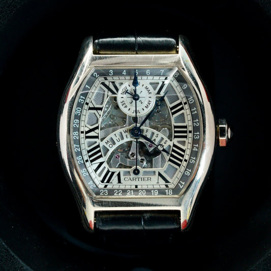 Cartier Tortue W1580048 Perpetual White Gold Skeleton Dial