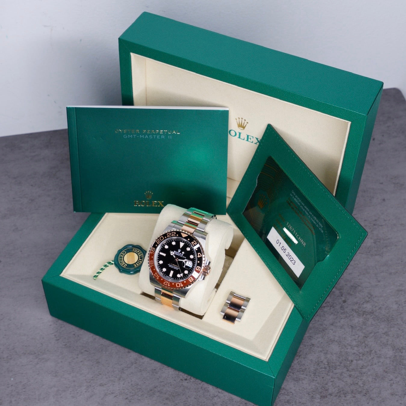 Rolex GMT-Master II 126711CHNR “ROOTBEER” Black Dial Two-Tone Rose Gold & Steel 40mm 2023