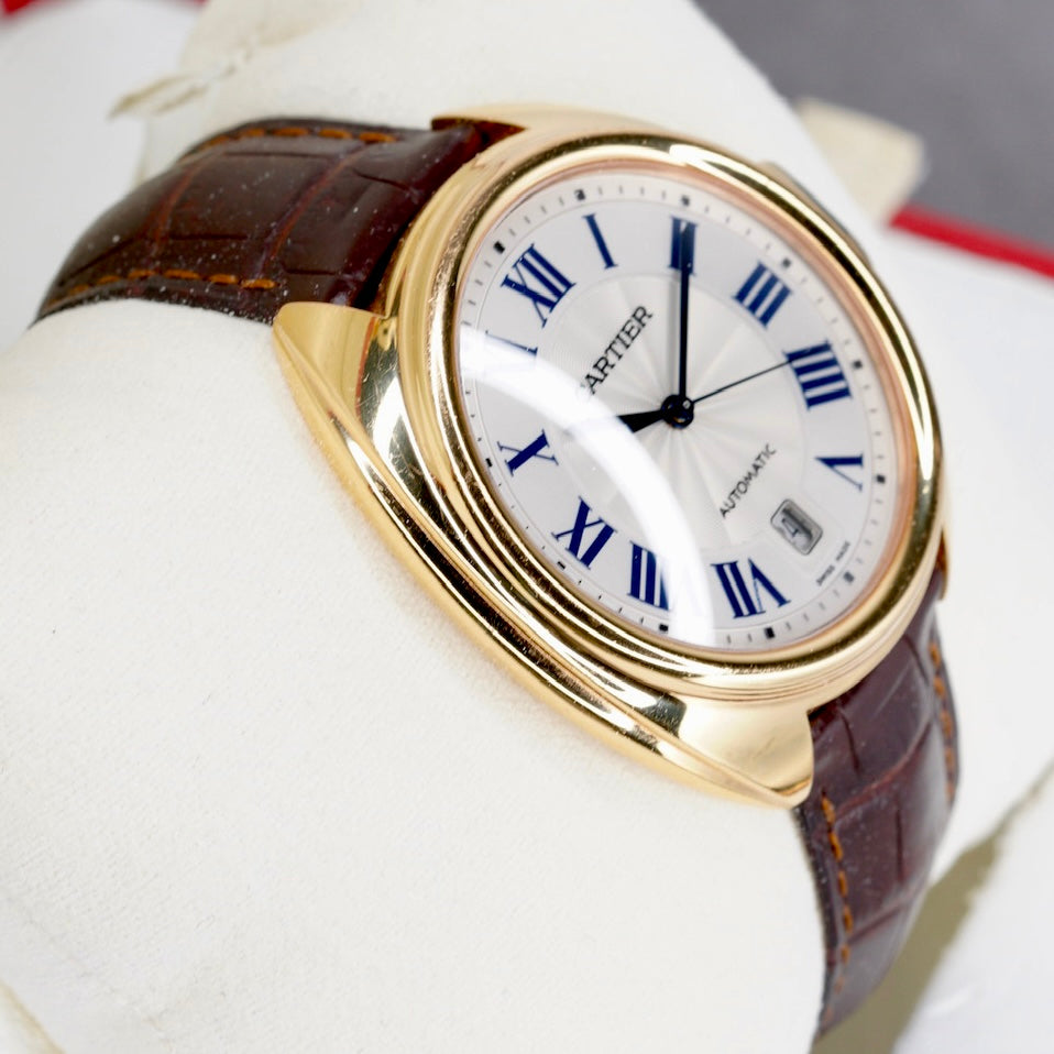 Cartier De Cartier Cle WGCL0004 White Dial Rose Gold Leather Strap