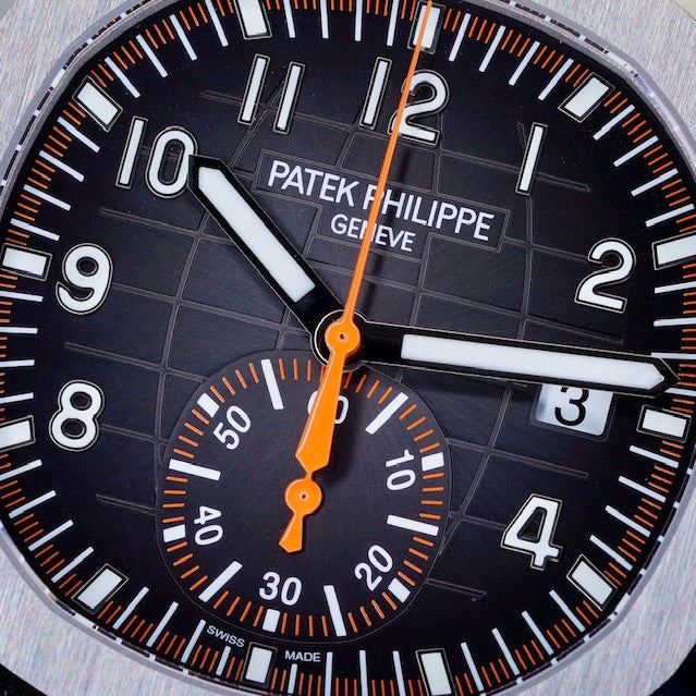 Patek Philippe NEW 2026 Aquanaut 5968A-001 “ORANGE AQUA” Black Dial Orange Accents Stainless Steel Tropical Strap 42mm