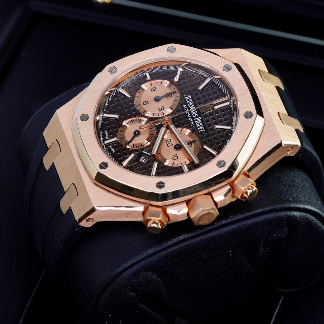 Audemars Piguet Royal Oak 26331OR.OO.D821CR.01 “CHOCOLATE” Brown Dial Rose Gold Chronograph 41mm