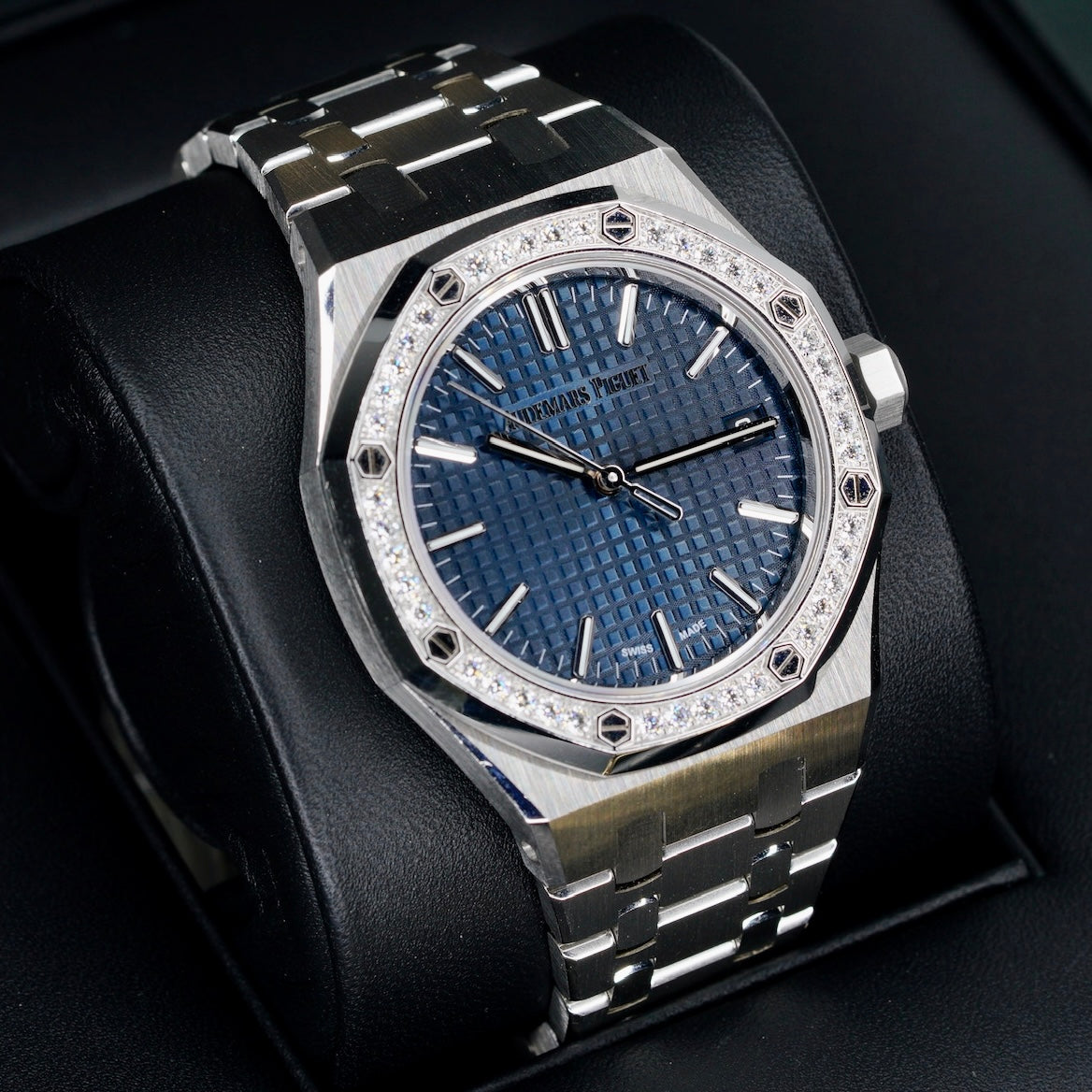 Audemars Piguet Royal Oak Blue Dial Diamond Bezel Stainless Steel 37mm