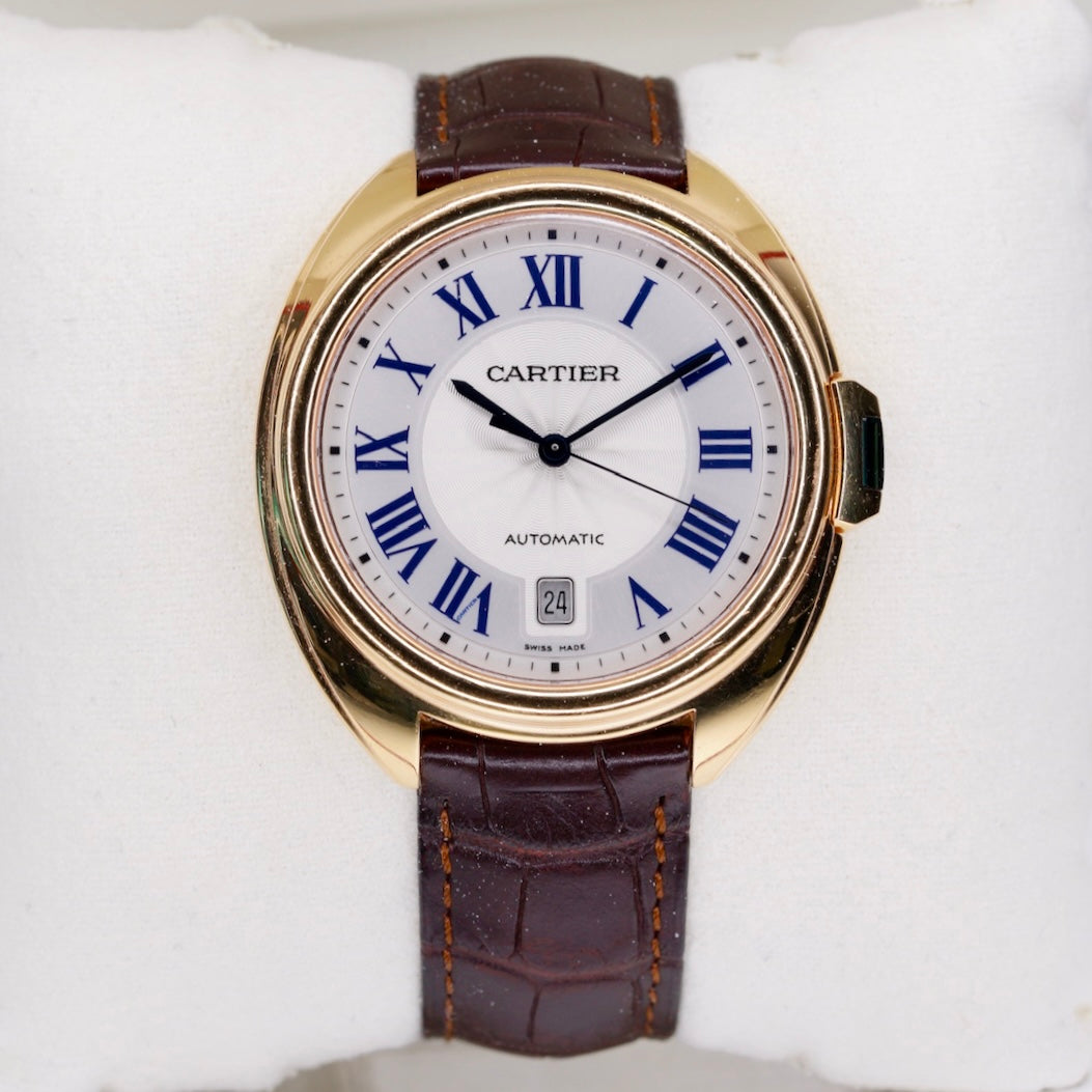 Cartier De Cartier Cle WGCL0004 White Dial Rose Gold Leather Strap