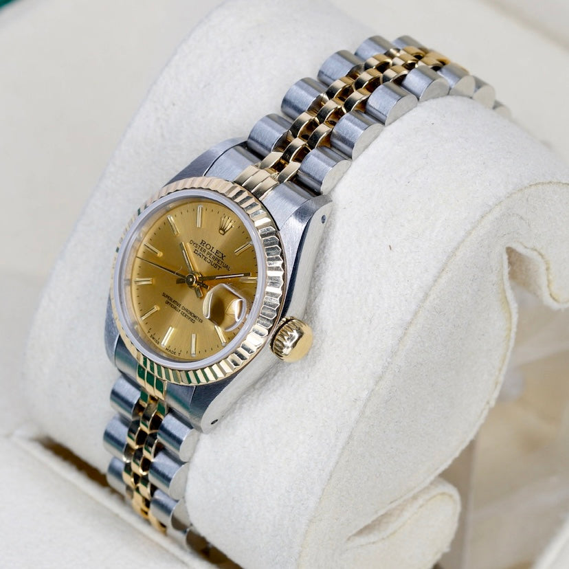 Rolex Lady-Datejust 69173 Champagne Stick Dial Two-Tone Yellow Gold & Steel Jubilee 26mm