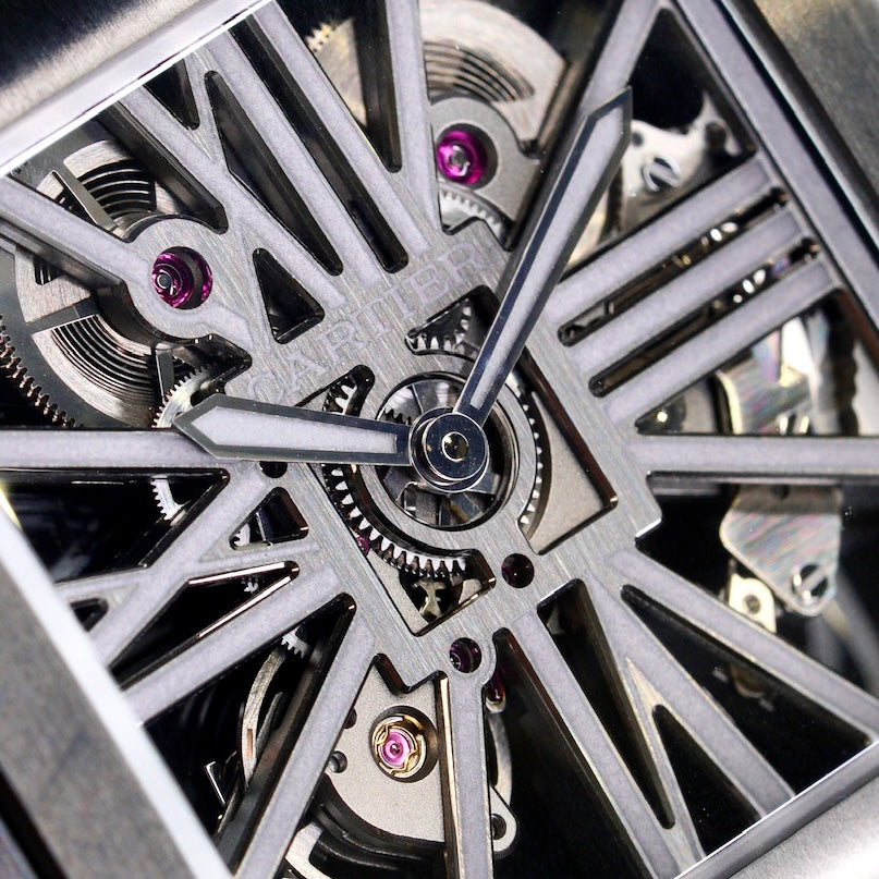 Cartier NEW OLD STOCK Santos De Cartier WHSA0009 Skeleton Black Stainless Steel Leather Strap 39.8mm 2020