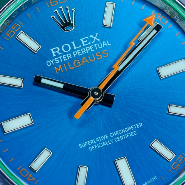 Rolex Milgauss 116400GV Blue Dial Green Crystal Stainless Steel 40mm 2017