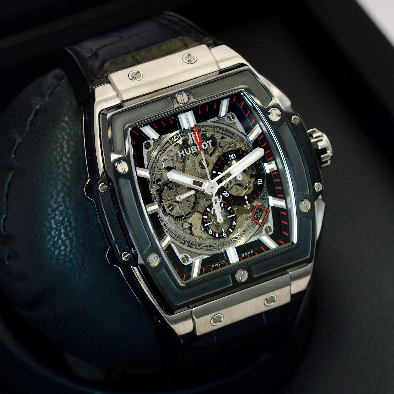 Hublot Spirit Of Big Bang 601.NM.0173.LR Titanium Skeleton Dial Leather Strap 45mm