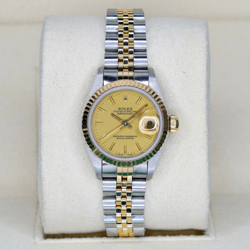 Rolex Lady-Datejust 69173 Champagne Stick Dial Two-Tone Yellow Gold & Steel Jubilee 26mm