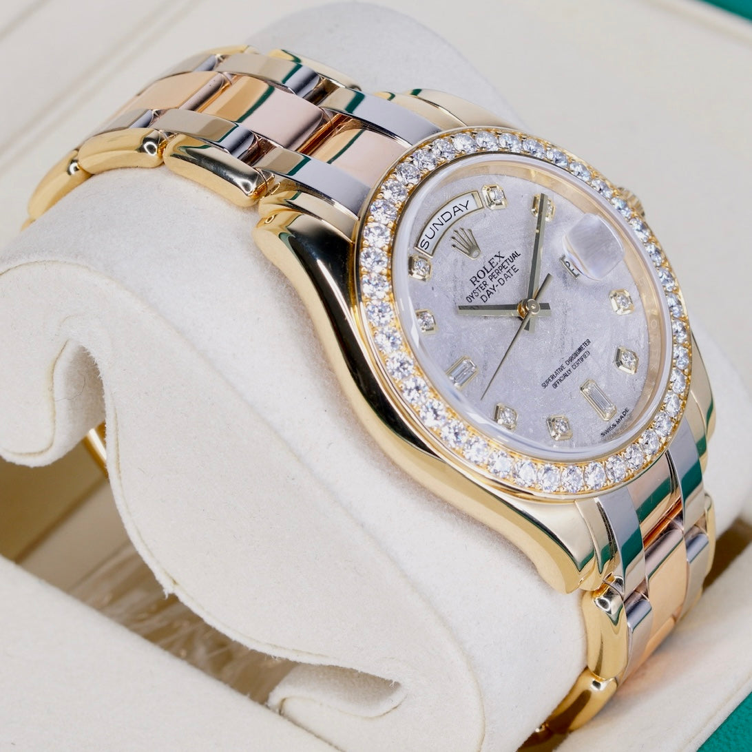 Rolex Day-Date 18948 “MASTERPIECE” Diamond Meteorite Dial Tridor Diamond Bezel
