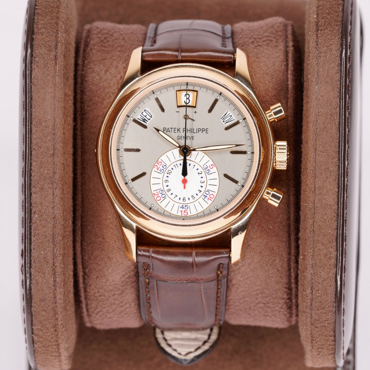 Patek Philippe Annual Calendar 5960R-001 Grey Dial Rose Gold Chronograph Leather Strap 2009