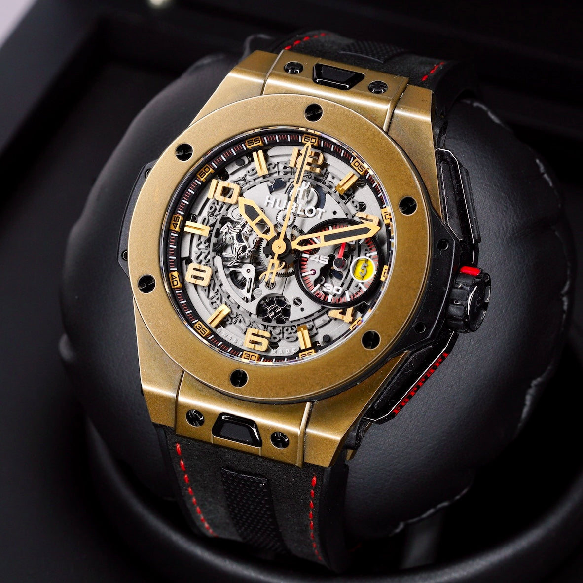 Hublot Big Bang 401.MX.0123.VR “FERRARI” Magic Gold Skeleton Dial 45mm