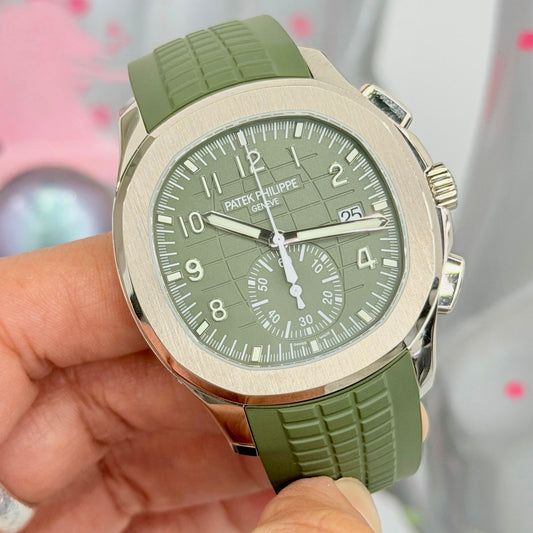 Patek Philippe NEW 2026 Aquanaut 5968G-010 “GREEN MACHINE” Green Dial White Gold Green Rubber Strap 42.2mm