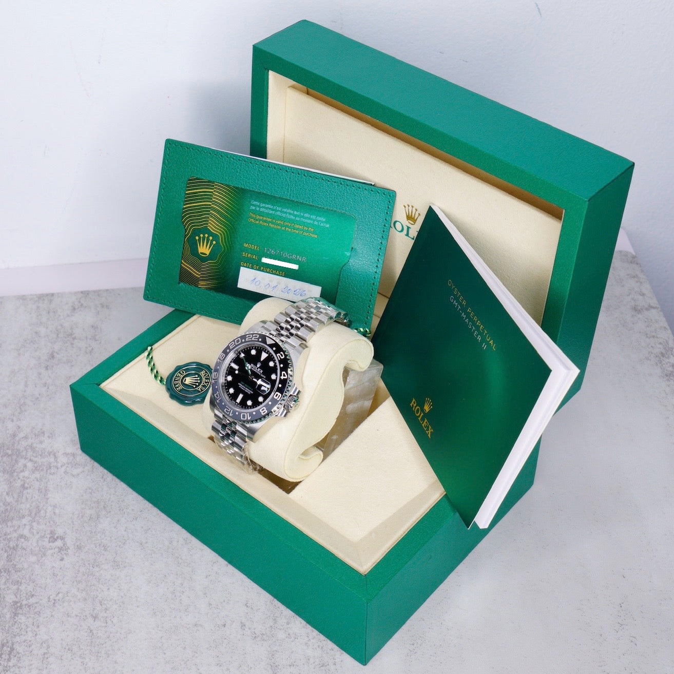 Rolex NEW 2026 GMT-Master II 126710GRNR “BRUCE WAYNE” Black Dial Grey & Black Bezel Stainless Steel Jubilee 40mm