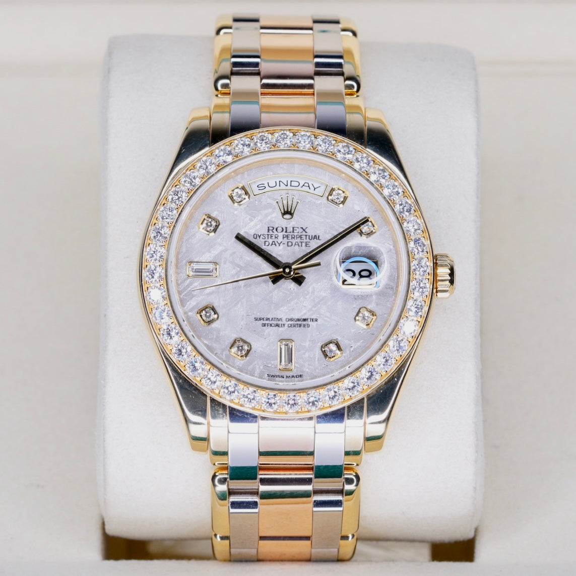 Rolex Day-Date 18948 “MASTERPIECE” Diamond Meteorite Dial Tridor Diamond Bezel
