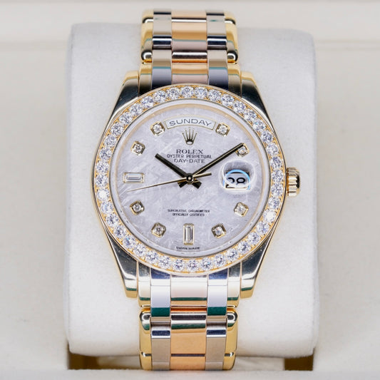 Rolex Day-Date 18948 “MASTERPIECE” Diamond Meteorite Dial Tridor Diamond Bezel