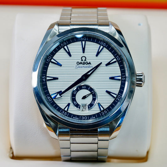 Omega Seamaster Aqua Terra 220.10.41.21.02.004 White Dial Blue Accent Co-axial 41mm