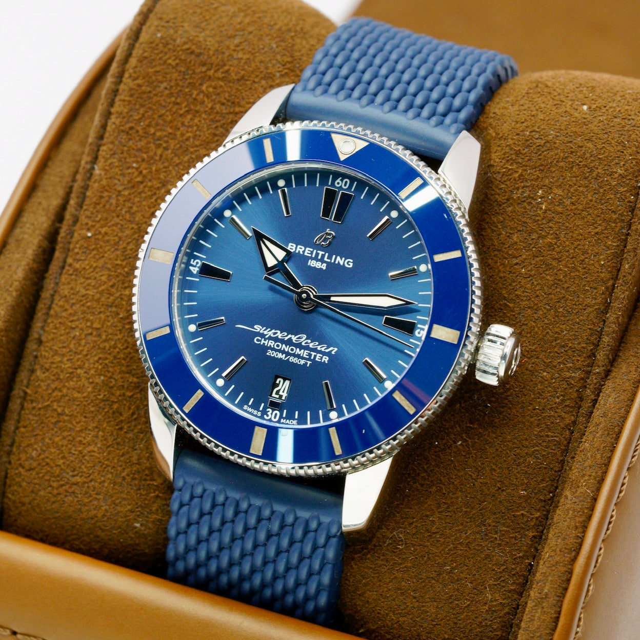 Breitling Superocean Héritage II AB2020161C1S1 Blue Dial Blue Bezel Stainless Steel Rubber Strap