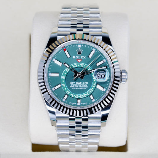Rolex NEW 2026 Sky-Dweller 336934 “GREEN SKY” Green Stick Dial Stainless Steel Jubilee 42mm