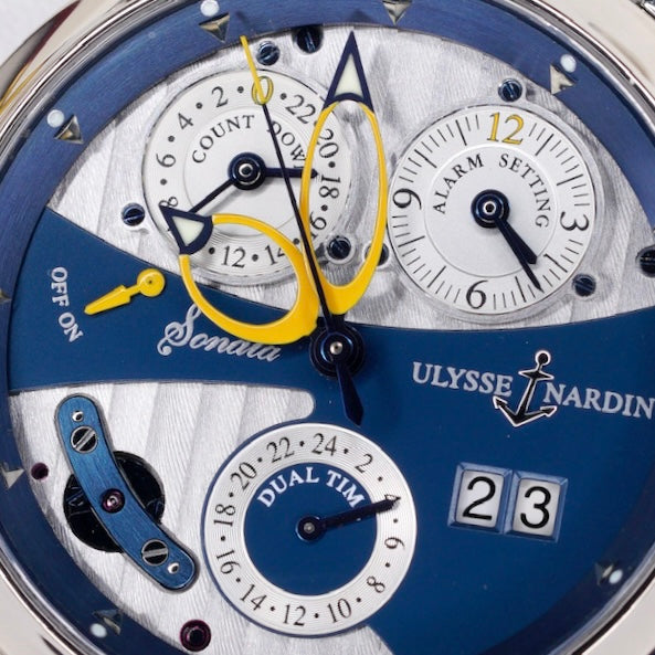 Ulysses Nardin 670-88/213 “SONATA” Dual Time White Gold Leather Strap