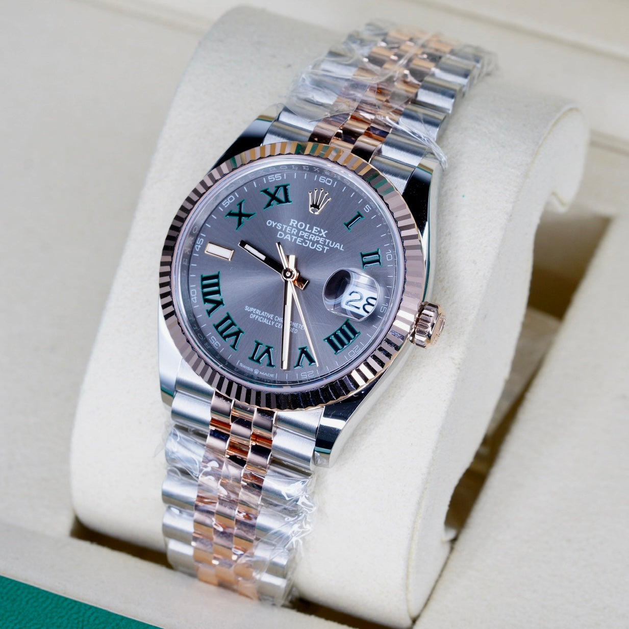 Rolex NEW 2026 Datejust 126231 “WIMBLEDON” Grey Roman Dial Two-Tone Rose Gold Stainless Steel Jubilee 36mm
