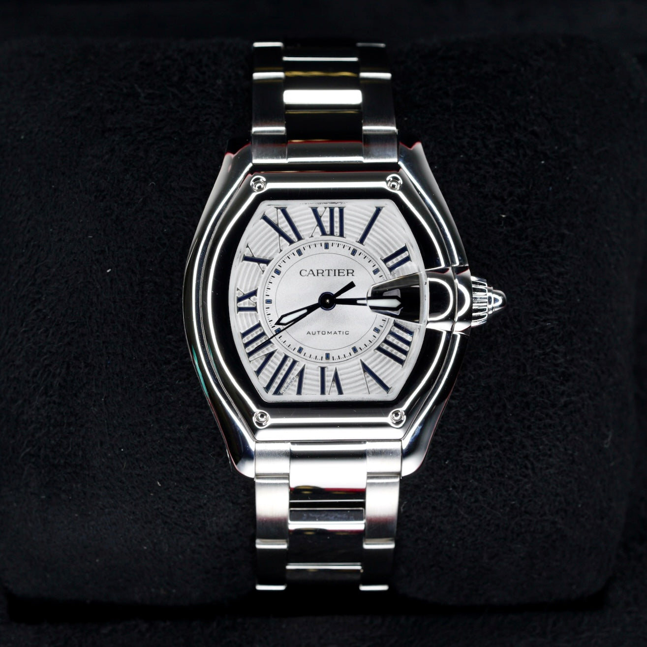 Cartier NEW 2026 Roadster WSRDPP19 M White Dial Blue Accents Stainless Steel