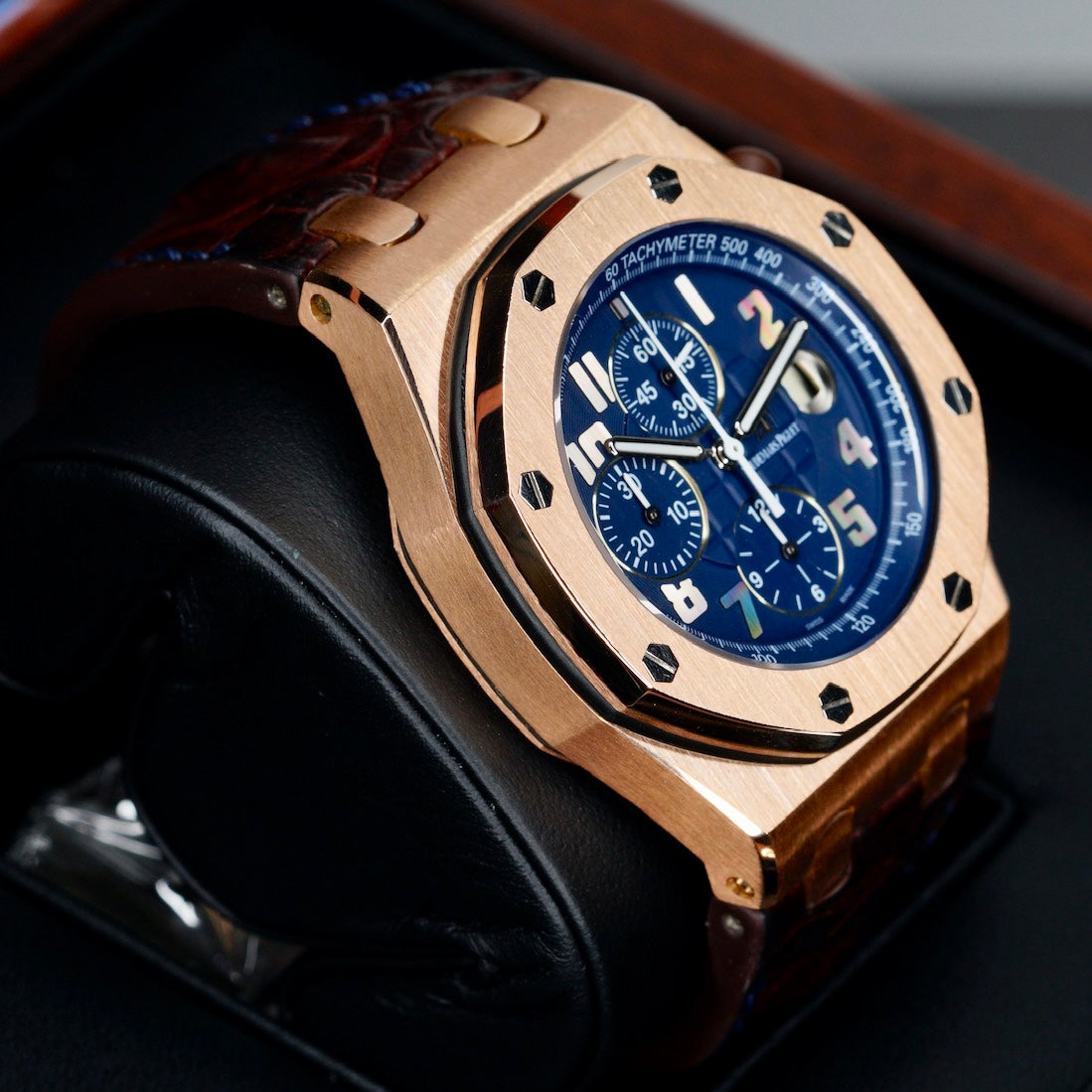 Audemars Piguet Royal Oak Offshore 26365OR.OO.D801CR.01 “PRIDE OF ARGENTINA” Deep Blue Dial Rose Gold Leather Strap 42mm
