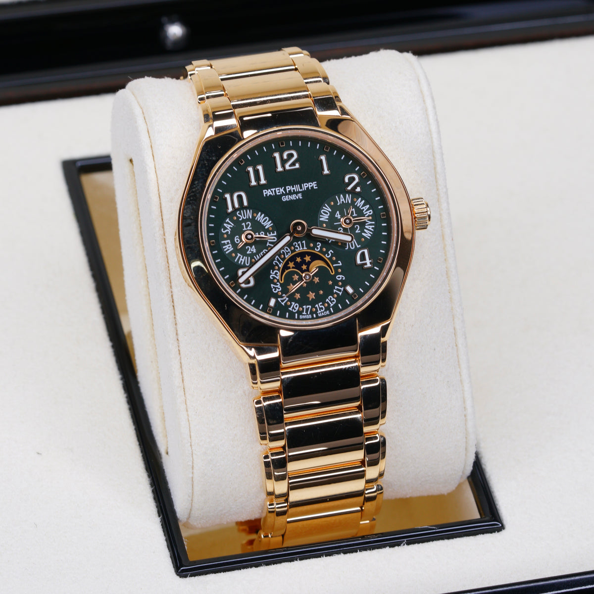 Patek Philippe NEW Twenty~4 7340/1R-010 “OLIVE” Perpetual Calendar Yellow Gold 36mm