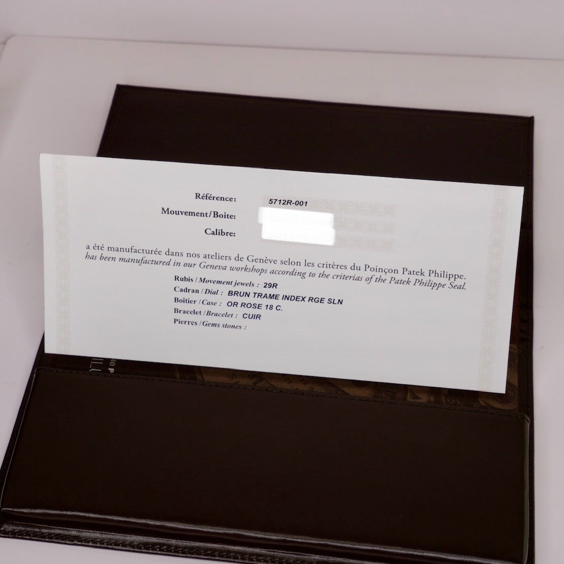 Patek Philippe Nautilus 5712R-001 Moon Phase Dial Rose Gold Leather Strap 2019