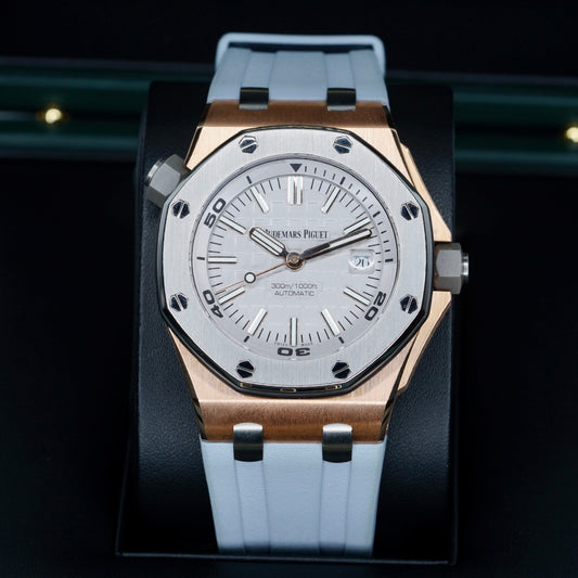 Audemars Piguet Royal Oak Offshore Diver 15711OI.OO.A006CA.01 “JAPAN EDITION” Grey Dial Rose Gold Rubber Strap 42mm