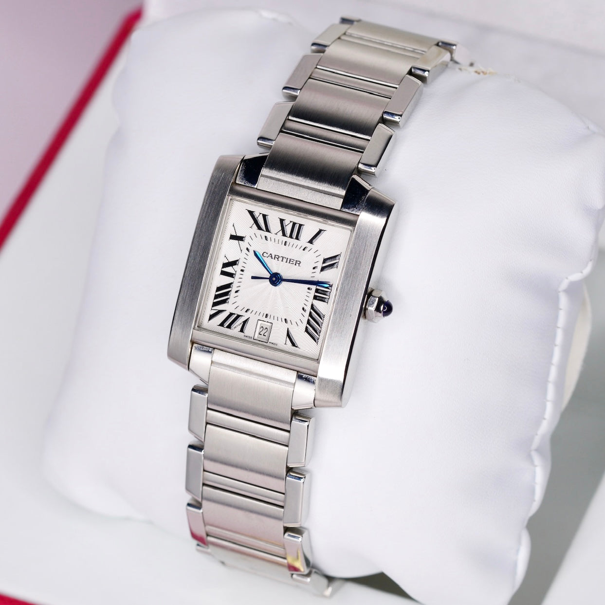 Cartier Tank Francaise W51002Q3 White Dial Stainless Steel 28X32mm