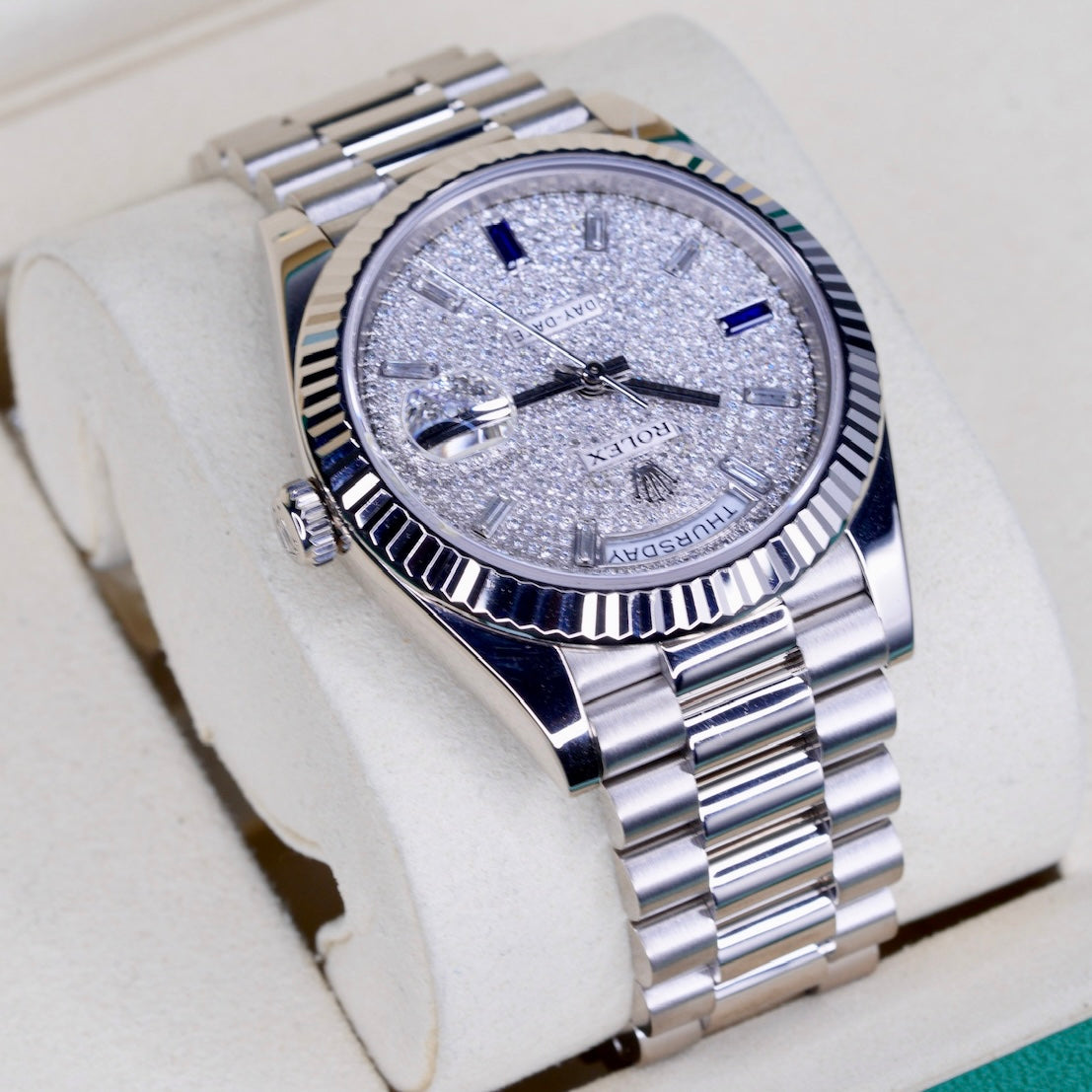 Rolex Day Date 228239 “AM DIAMOND SET” Am Diamond Dial White Gold 40mm