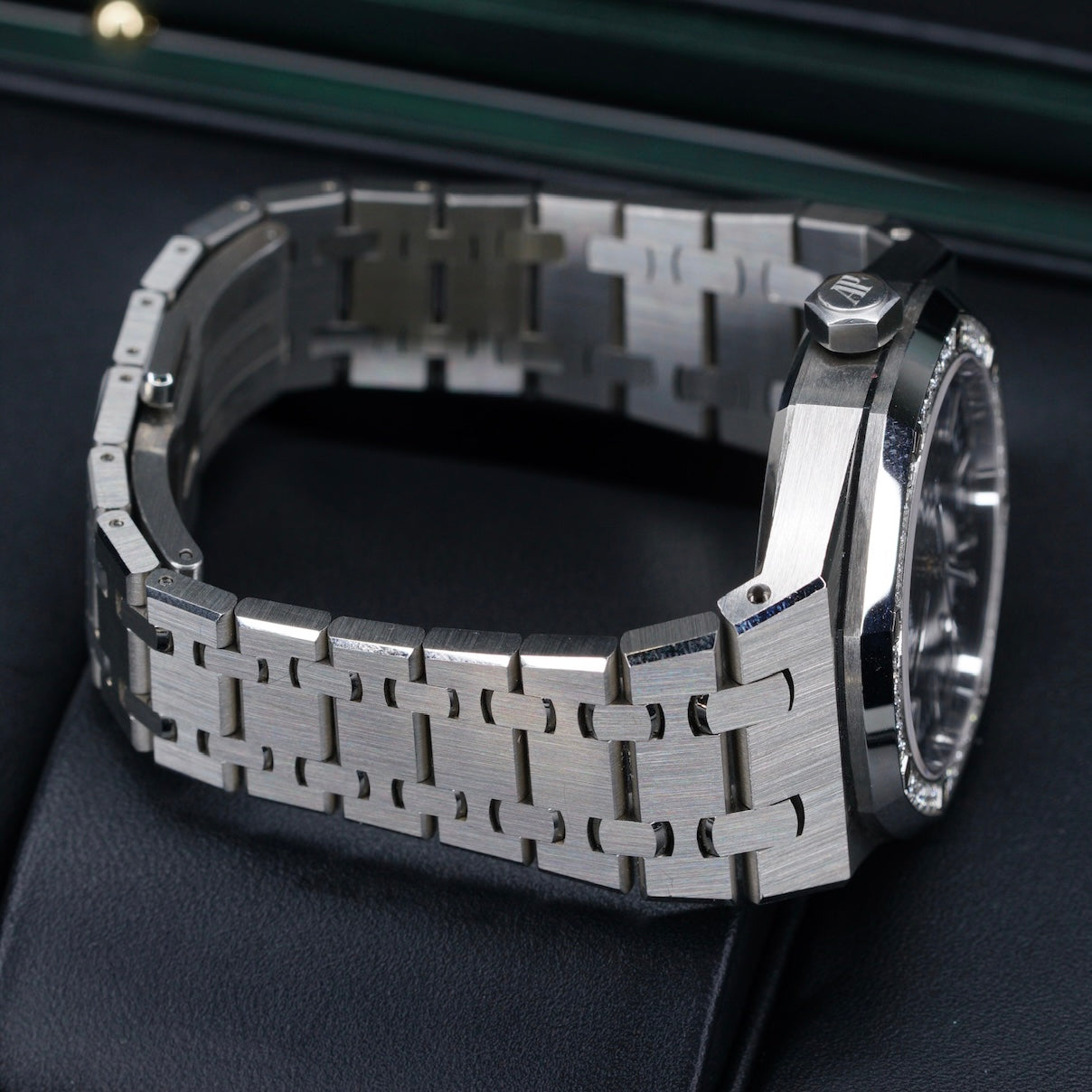 Audemars Piguet Royal Oak 15451ST.ZZ.1256ST.01 Black Dial Diamond Bezel Stainless Steel 37mm