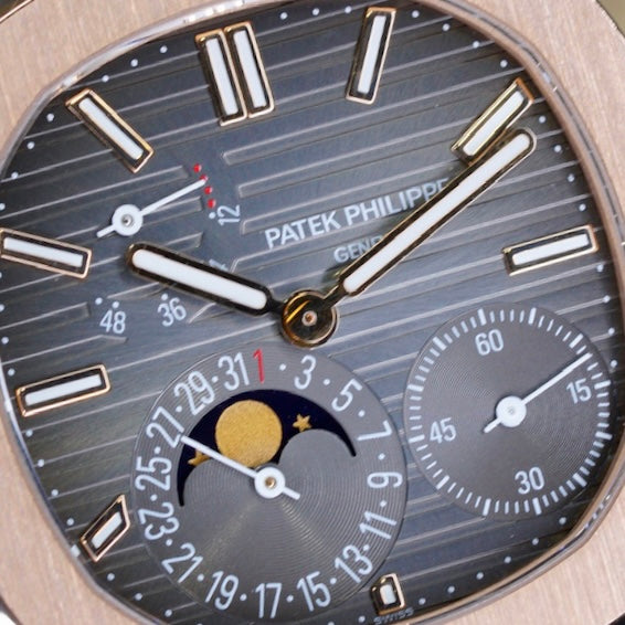 Patek Philippe Nautilus 5712R-001 Moon Phase Dial Rose Gold Leather Strap 2019