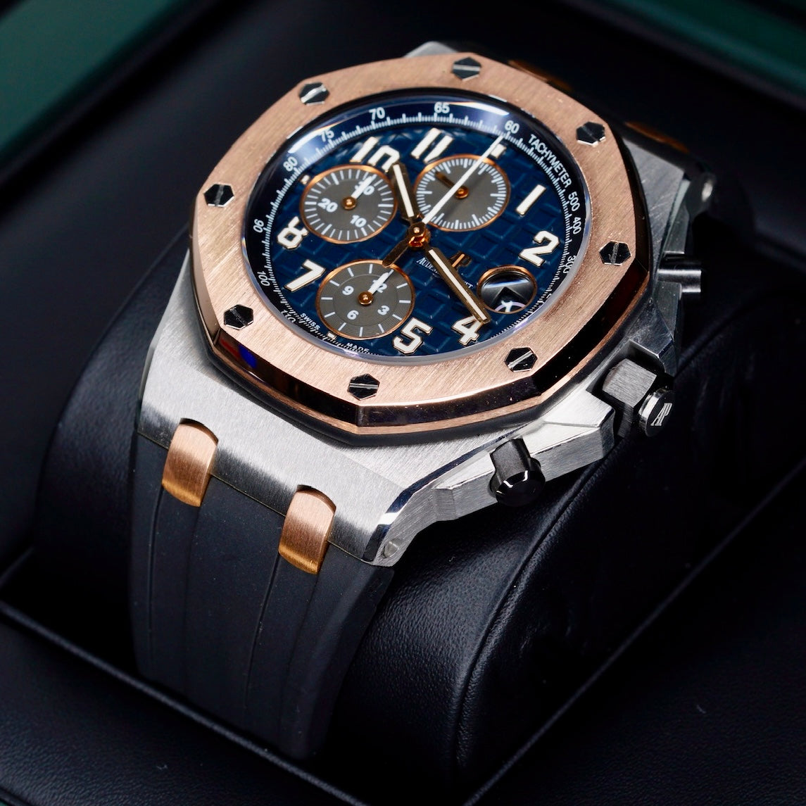 Audemars Piguet Royal Oak Offshore 26471SR.OO.D101CR.01 “BUCHERER” Blue Dial Two-Tone Rose Gold & Steel Chronograph 42mm