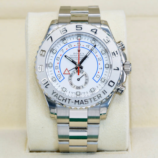 Rolex SLIDER Yacht-Master II 116689 White Gold White Dial Platinum Bezel 44mm 2011