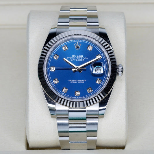 Rolex NEW 2026 Datejust “BLUE DIAMONDS” Blue Diamond Dial Stainless Steel White Gold Bezel 41mm