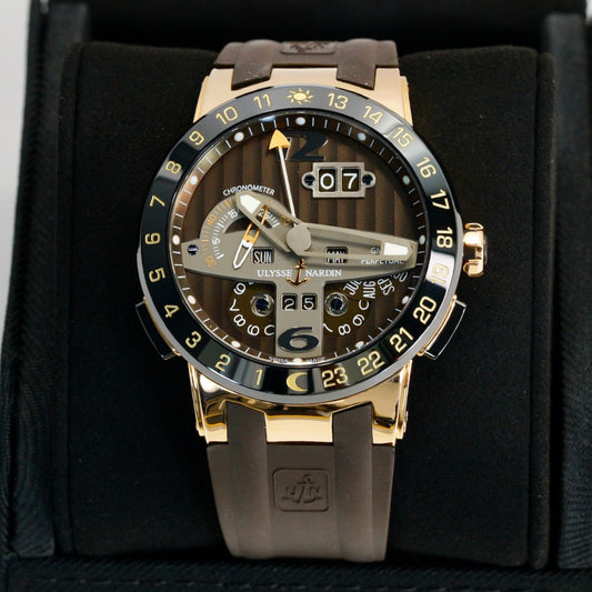 Ulysse Nardin El Toro 322-00 Brown Dial Rose Gold Gmt Perpetual 43mm
