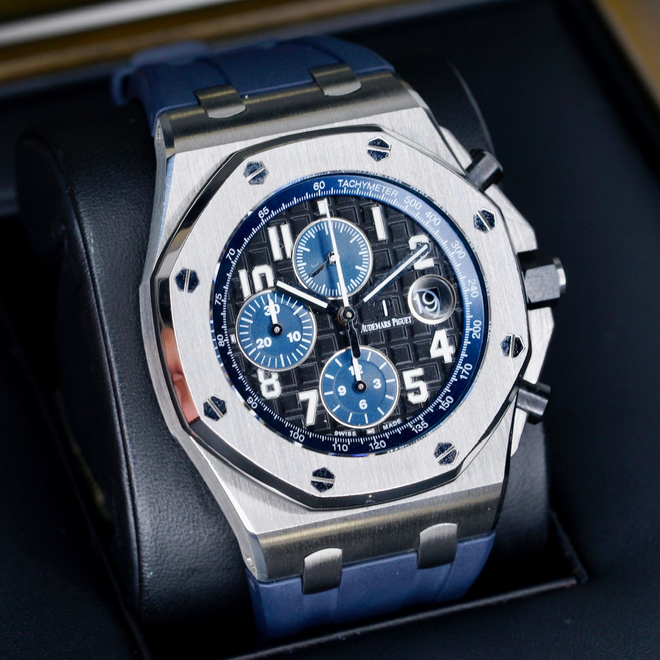 Audemars Piguet Royal Oak Offshore 26470ST.OO.A028CR.01 “BATMAN” Black Dial Blue Sub Dials Stainless Steel Chronograph 42mm