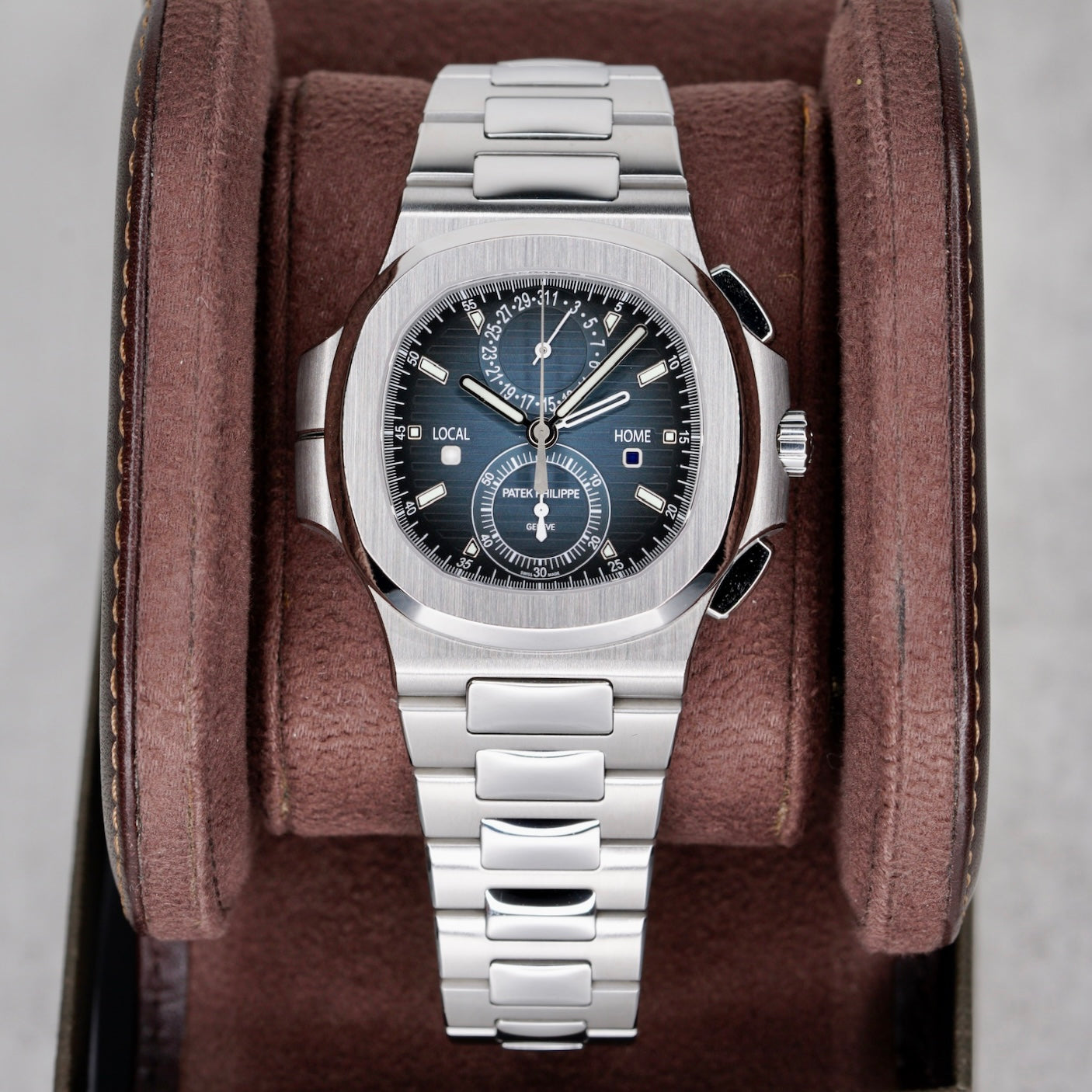 Patek Philippe Nautilus 5990/1A-011 Blue Smoked Dial Travel Time Stainless Steel Chronograph 2025